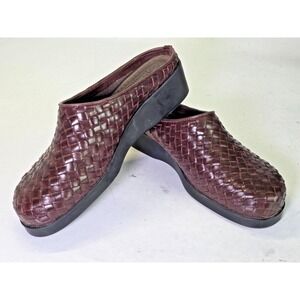 Predictions Womens Clogs Size 6 Brown Leather Woven Mule Slip On Comfort Shoes